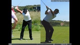 Jon Rahm golf swing  Long Iron faceon amp downtheline July 2017 [upl. by Nalaf458]