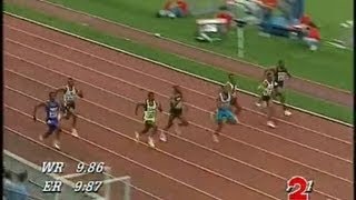 ATHLETISME  RETRO RECORD DU MONDE 100 M [upl. by Anayia]