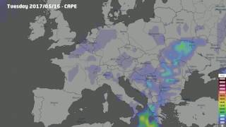 CAPE index  stormy weather in the Europe [upl. by Ayanal544]