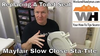 How To Replace Mayfair Slow Close Toilet Seat  Weekend Handyman [upl. by Dirrej72]