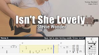 Isnt She Lovely  Stevie Wonder  Fingerstyle Guitar  TAB  Chords  Lyrics [upl. by Coco522]