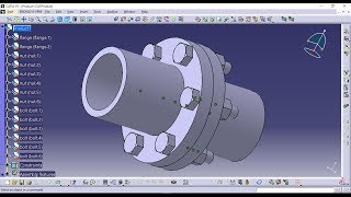 Assembly Design of Flange Coupling usingCatia V5 Tutorial [upl. by Michiko491]