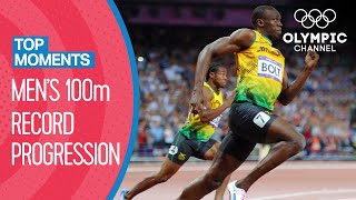 All Mens 100m Olympic Records  Top Moments [upl. by Brendin972]