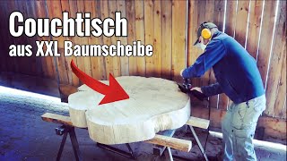 XXL Couchtisch aus einer Baumscheibe bauen  DIY Coffee Table [upl. by Ivie]