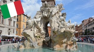 PIAZZA NAVONA With Berninis Fountain of the Four RiversRome [upl. by Renrag]