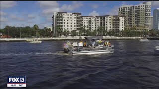 ‘Sailute’ flotilla draws attention to childhood cancer [upl. by Corby]