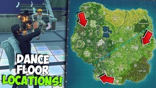 ALL DISCO DANCE FLOOR LOCATIONS IN FORTNITE  WEEK 8 CHALLENGE Dance On Different Dance Floors [upl. by Sherar776]