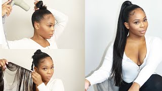 Invisible SLICK ponytail  DETAILED amp EASY  Boss Xtend Mink Straight [upl. by Amble]