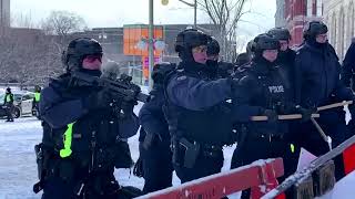 Protesters and police clash in Ottawa [upl. by Noyahs176]