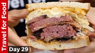 New York City Food Tour  HUGE Pastrami Sandwich at Katz’s Deli and The Halal Guys [upl. by Hillier]