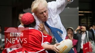 Boris Johnson takes out boy in rugby  BBC News [upl. by Vi]