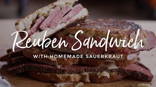 Toasted Pastrami Reuben Sandwich with Homemade Sauerkraut [upl. by Trembly]