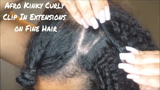 How To Install Afro Curly Kinky Hair Clip Extensions on 3C Natural Hair  Amazing Hair Extensions [upl. by Liw]