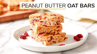 NO BAKE PEANUT BUTTER OAT BARS  4ingredient oatmeal bars [upl. by Noivaz468]