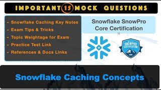 Snowflake Cache Concepts  Sample Questions  SnowPro Certification [upl. by Ahsrop]