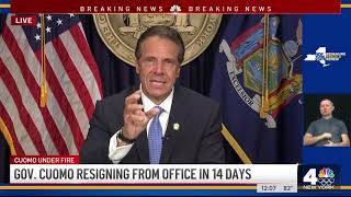 Cuomo Resigns See His Full Speech Here  NBC New York [upl. by Hertberg]