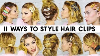 11 EASY Ways to Style HAIR CLIPS for Short Hair Braidless [upl. by Davidde]