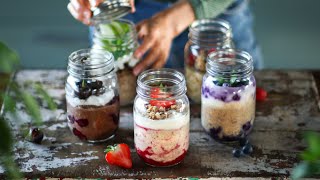 5 OVERNIGHT OATS » easy  healthy  dessertinspired 🍒 [upl. by Ahsinaj]