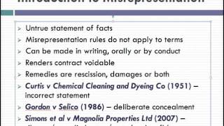 Misrepresentation Lecture 1 of 4 [upl. by Lede461]