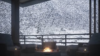 Balcony in quiet winter mountains  Birdsong  Fireplace [upl. by Eclud483]