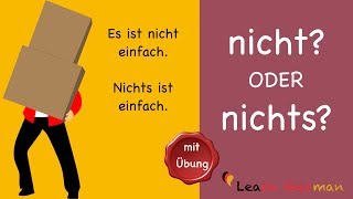 Learn German  Common Mistakes in German  nicht oder nichts  A1  A2 [upl. by Eserahc]