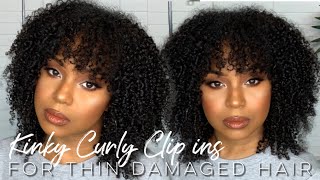 NATURAL KINKY CURLY CLIP INS FOR THIN HAIR WHO SAID DAT AMAZING BEAUTYHAIR  ALWAYSAMEERA [upl. by Aleen]