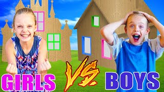 Girls VS Boys Teams Race to Build the Best Giant Box Fort [upl. by Debor]