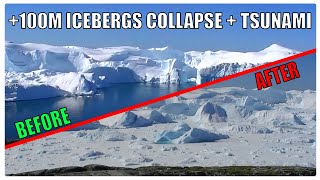 Incredible GLACIER CALVING amp TSUNAMI WAVE Caught On Camera  Glacier Wall Collapse Greenland [upl. by Arodnahs437]