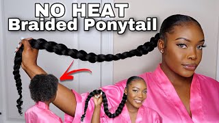 SLEEK BRAIDED PONYTAIL ON 4C HAIR EASY  QUICK [upl. by Neliac181]